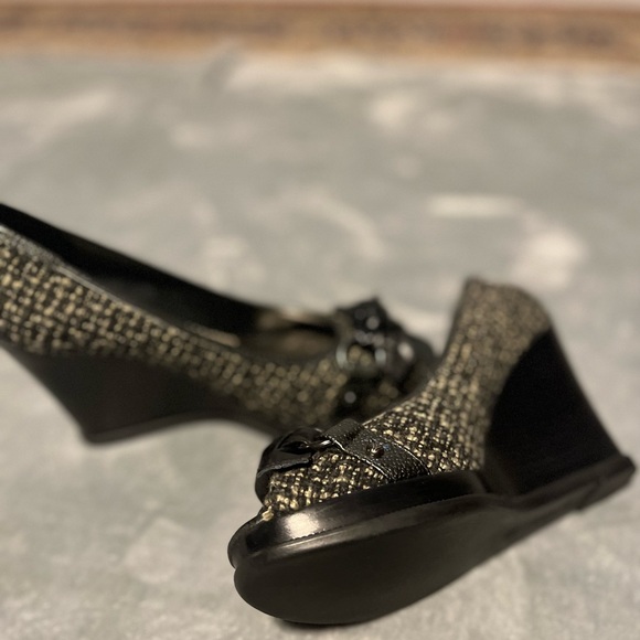 Sperry Top Sider peep toe wedge leather tweed NWOT Size 8 - Picture 5 of 12